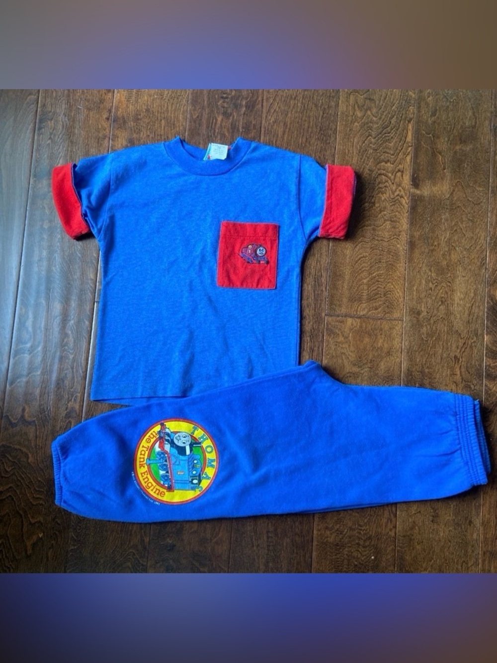 Vintage 1992 Thomas the Tank Engine set/outfit single stitch embroidered SZ 5-6